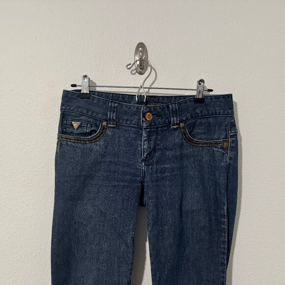Guess Daredevil Bootcut Jeans Low Rise Embroidered Stones Sz 29 (31x32) - Picture 3 of 13